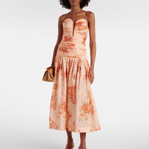Zimmermann Cascadian floral strapless midi dress